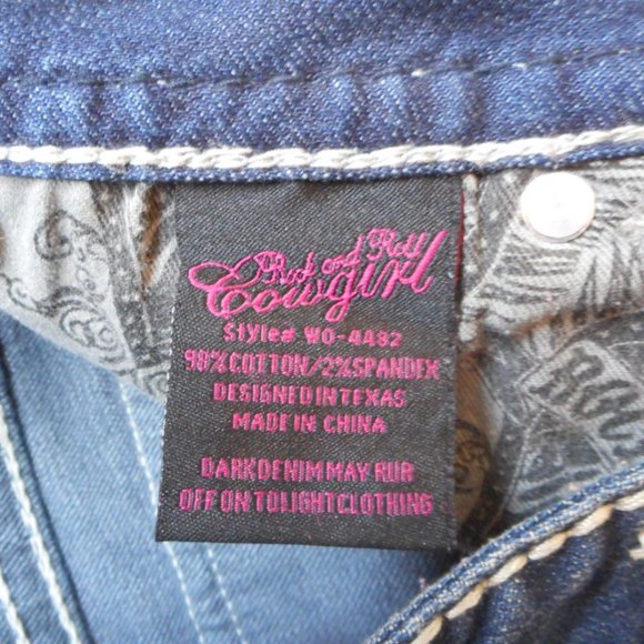 New Rock & Roll Cowgirl Jeans Size 29 Dark Blue Low Rise Boot Cut Denim - Picture 12 of 13